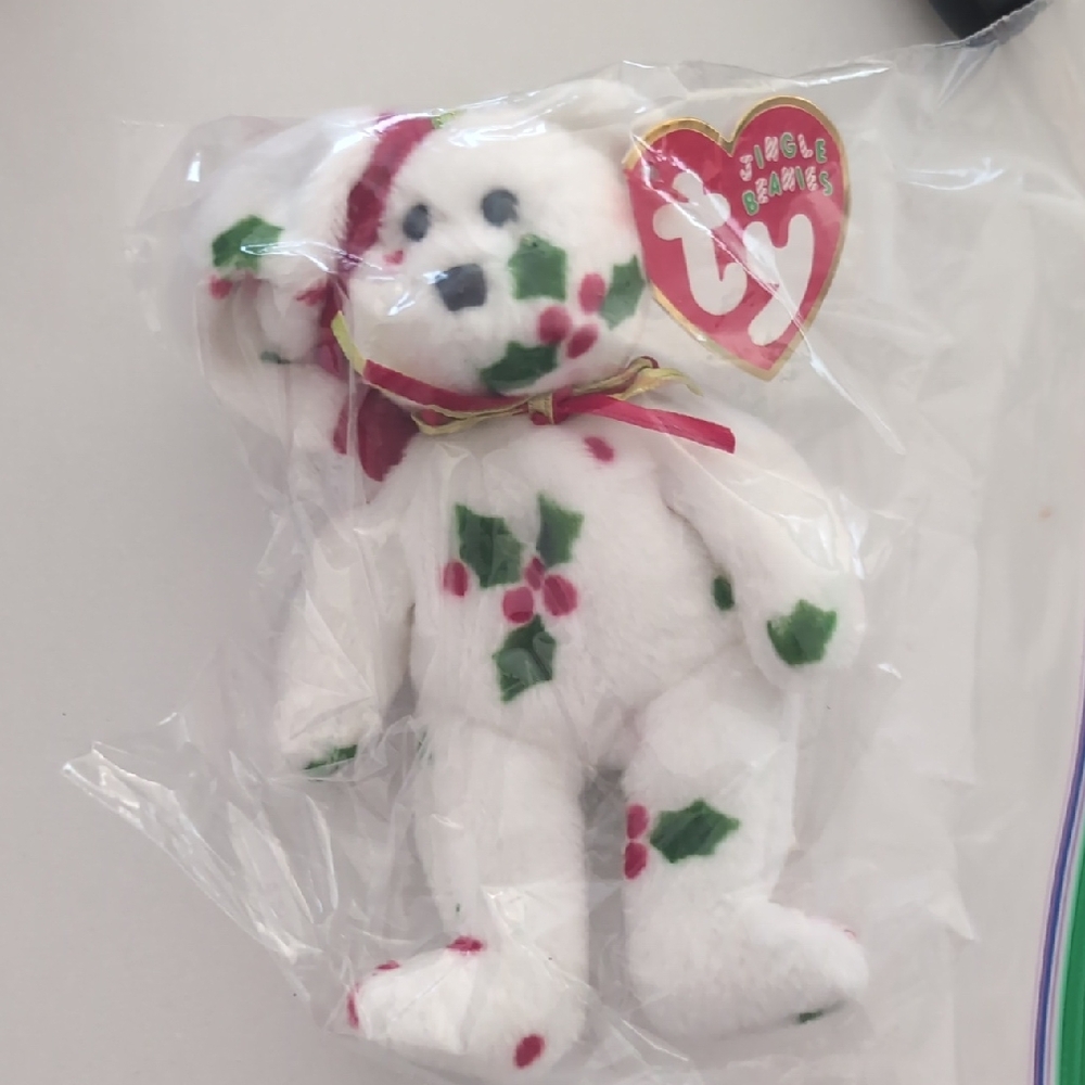 Ty Jingle Beanie Holiday Bear with Holly Accents
